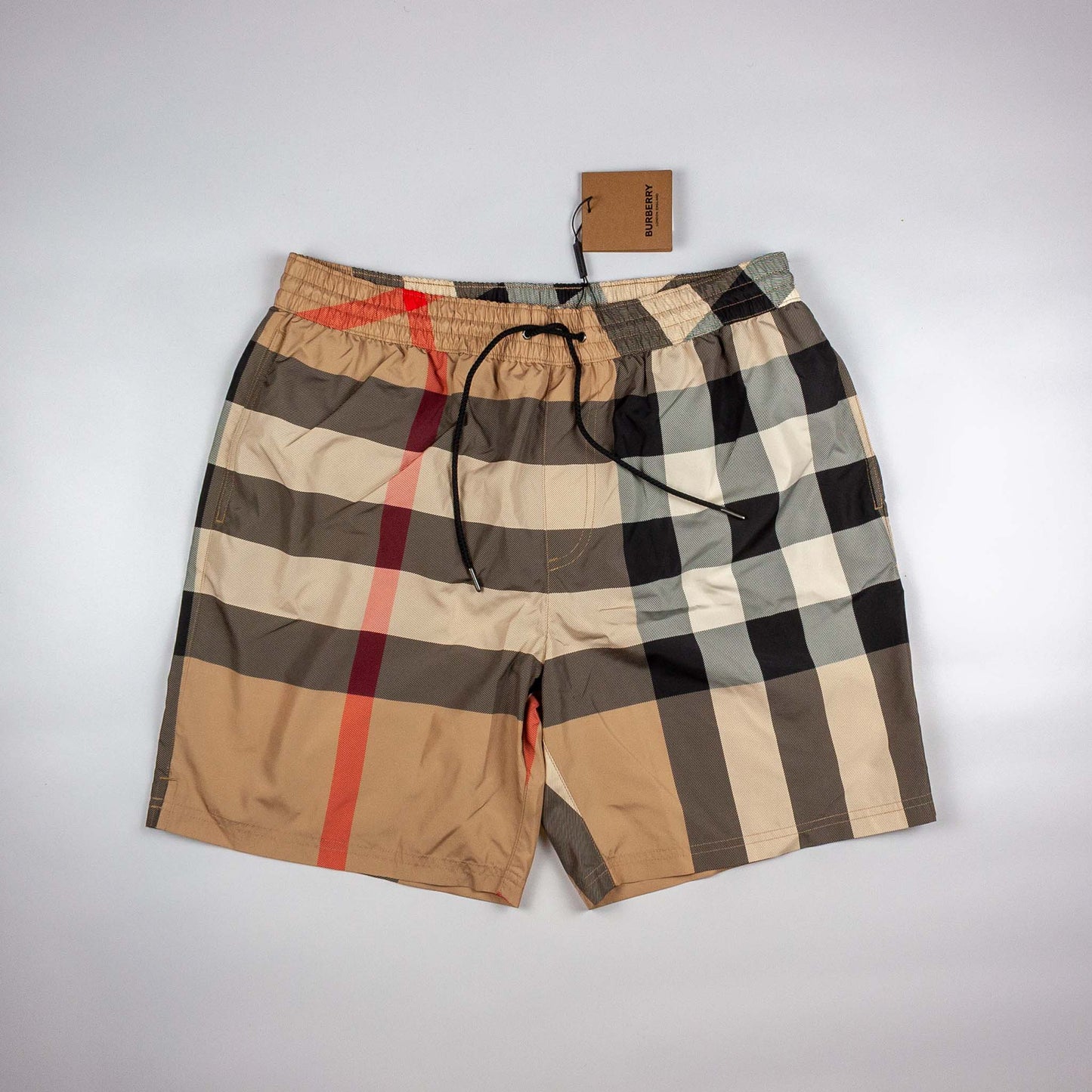 Burberry Exaggerated Check Draw Cord Swim Shorts - Archive Beige (Size - L)