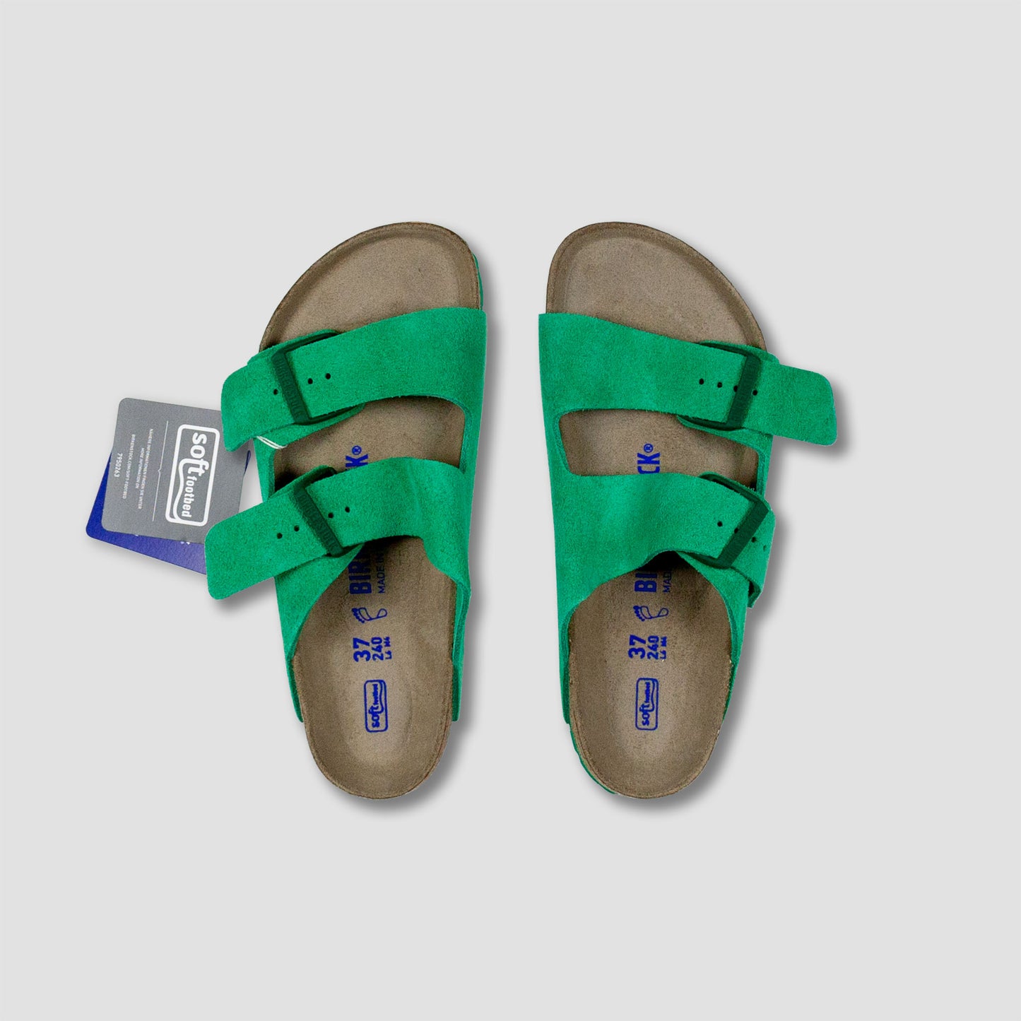Birkenstock Arizona Soft Footbed Suede Leather - Bold Green (Size UK:4.5)