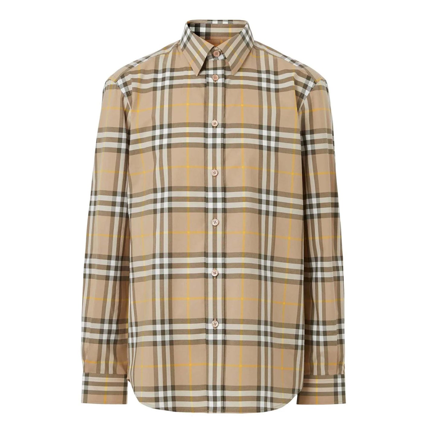Burberry Check-Pattern Cotton Shirt - Beige (Size M)