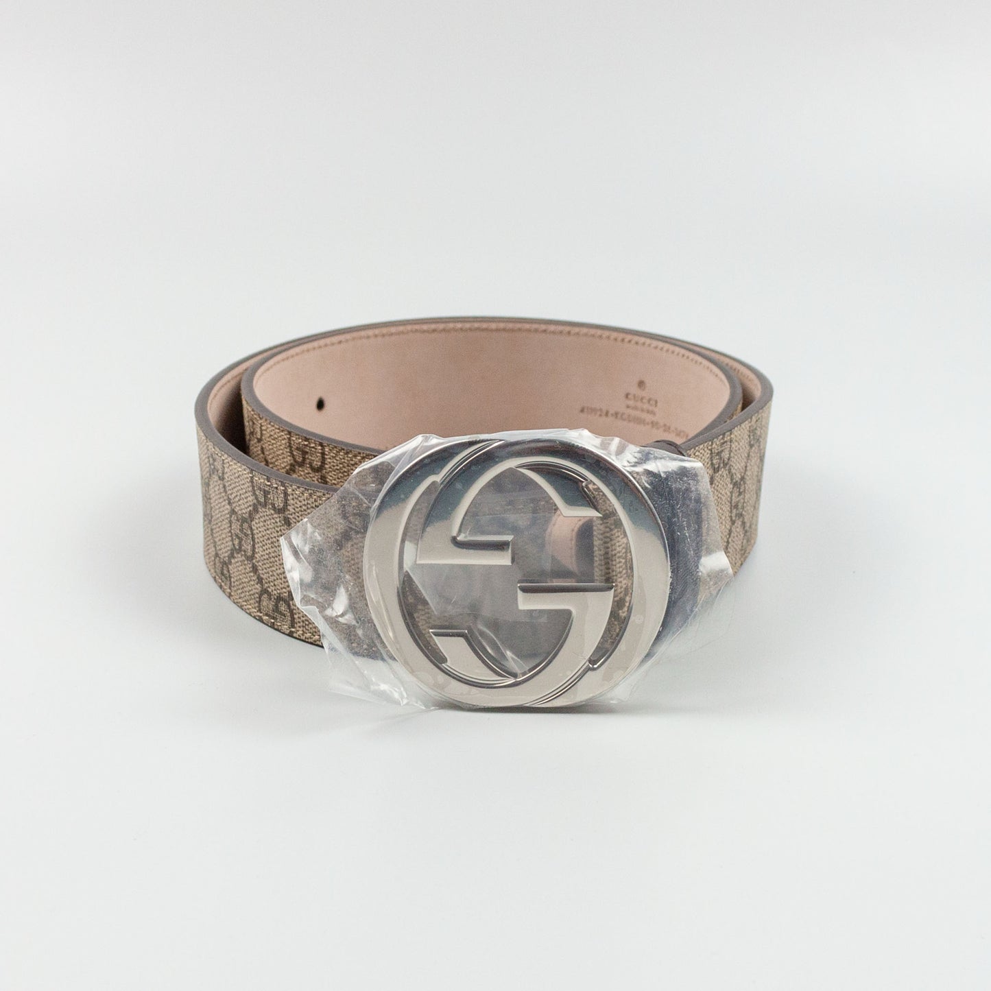 Gucci GG Supreme Beige Belt With Silver G Buckle