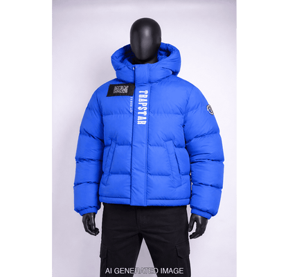 Trapstar Decoded Hooded Puffer Jacket - Dazzling Blue (Size S)