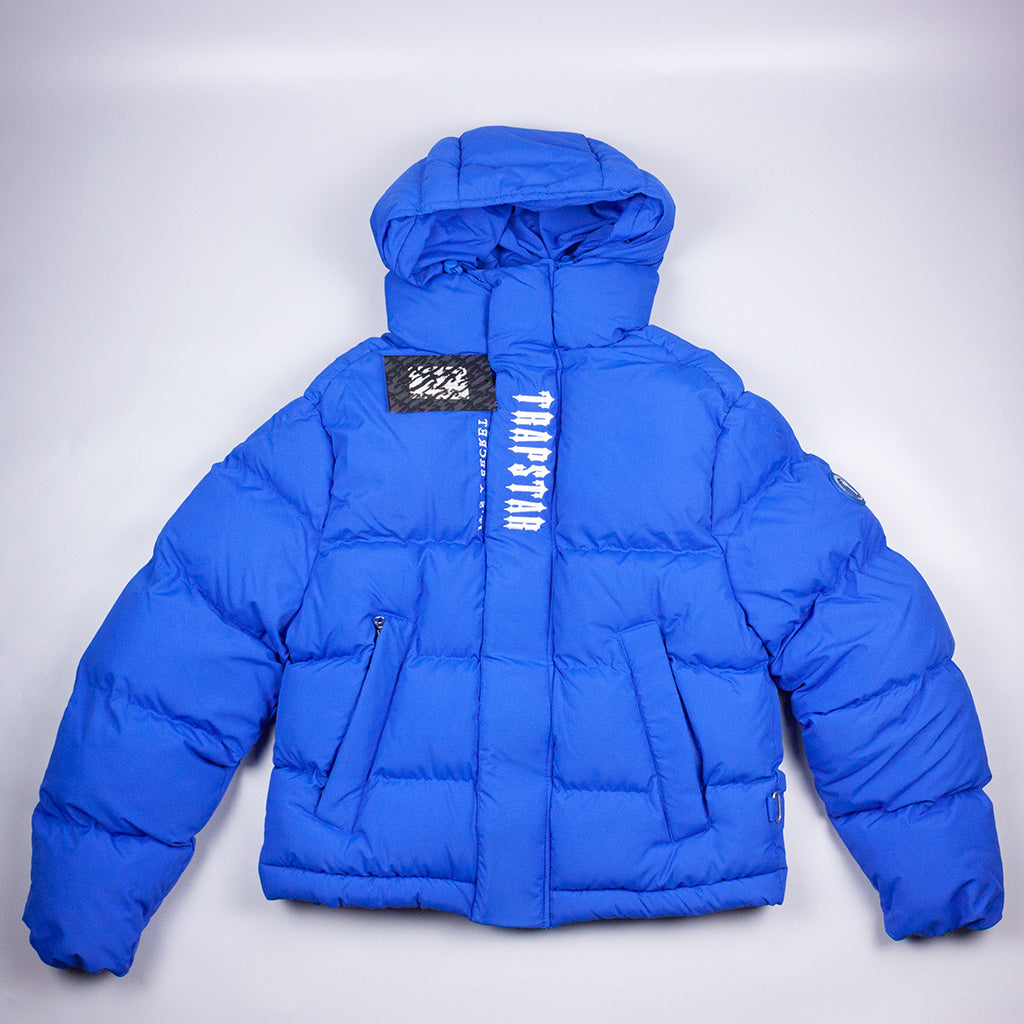 Trapstar Decoded Hooded Puffer Jacket - Dazzling Blue (Size S)