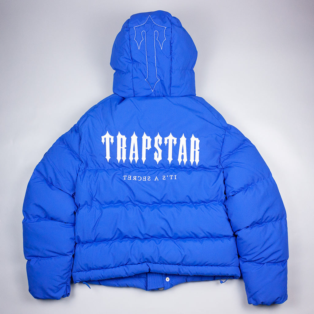 Trapstar Decoded Hooded Puffer Jacket - Dazzling Blue (Size S)