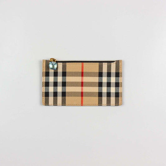 Burberry Vintage Check Zipped Leather Cardholder