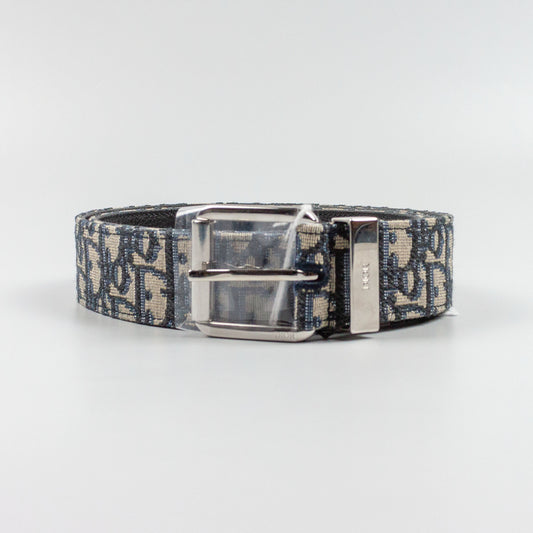 Christian Dior Oblique Jacquard Belt Beige Black 4333PLYSE H05E 01