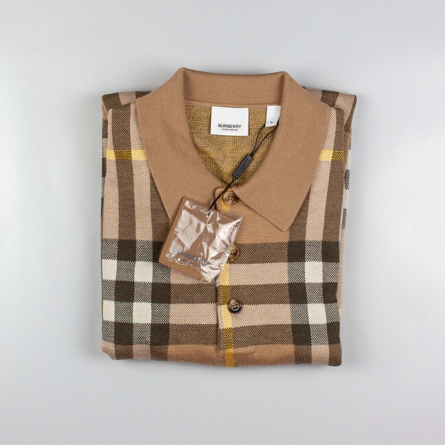 Burberry Check-Print Polo Shirt (Size M)