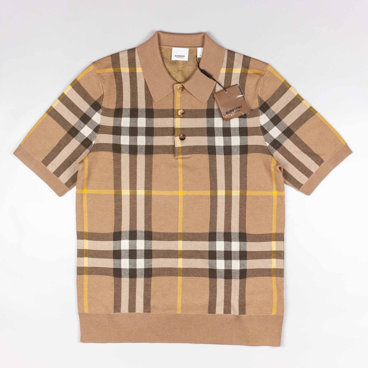 Burberry Check-Print Polo Shirt (Size M)