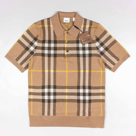 Burberry Check-Print Polo Shirt (Size M)